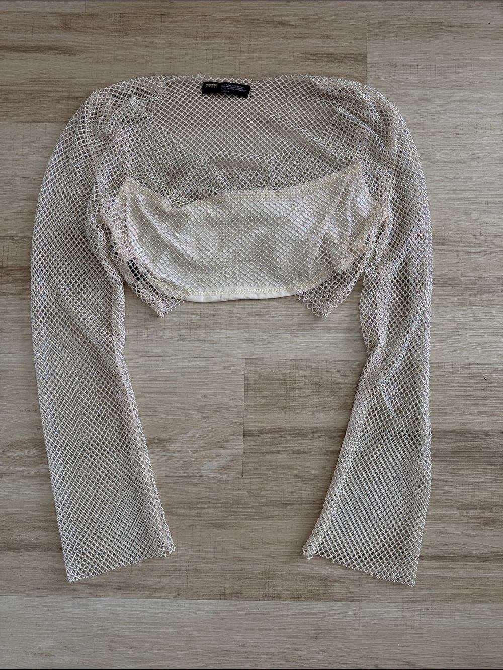 Sheer Cream Mesh Cropped Bolero - Unbranded